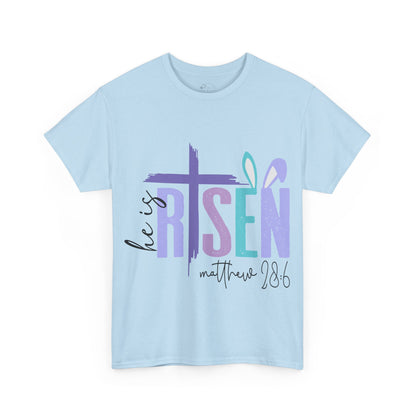 He is Risen Unisex Heavy Cotton Tee - Inspirational Easter Shirt