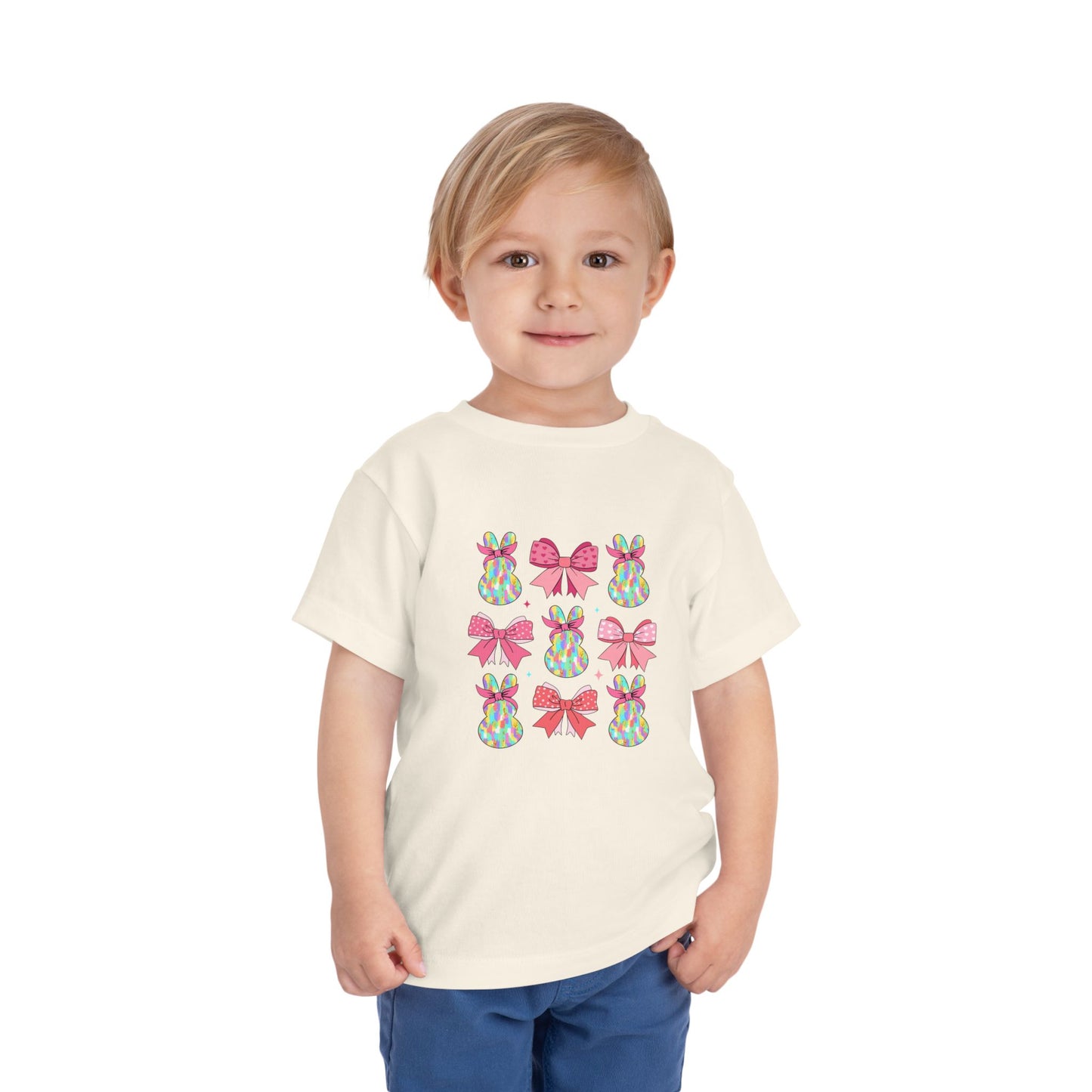 Cute Bunny & Bow Toddler Short Sleeve Tee - Perfect for Easter & Spring Celebrations