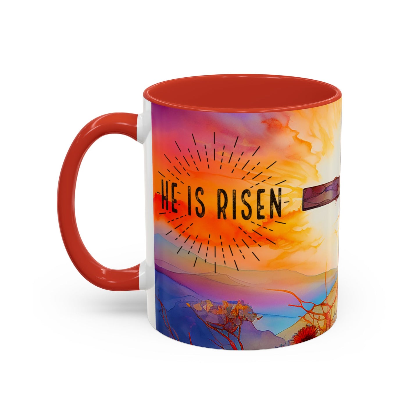 Inspirational Ceramic Mug - "He Is Risen" Design - Perfect for Easter & Faith Celebrations