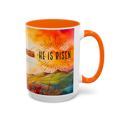 Inspirational Ceramic Mug - "He Is Risen" Design - Perfect for Easter & Faith Celebrations