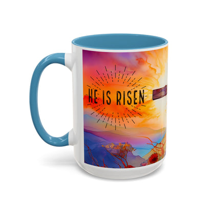 Inspirational Ceramic Mug - "He Is Risen" Design - Perfect for Easter & Faith Celebrations