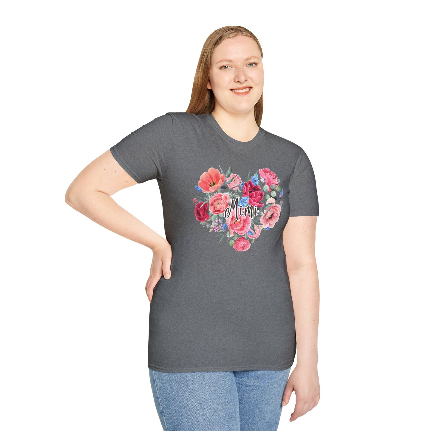 Floral Heart Mimi T-Shirt | Unisex Softstyle Tee