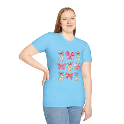 Cute Bunny & Bow Unisex Softstyle T-Shirt - Perfect for Easter and Spring Celebrations!