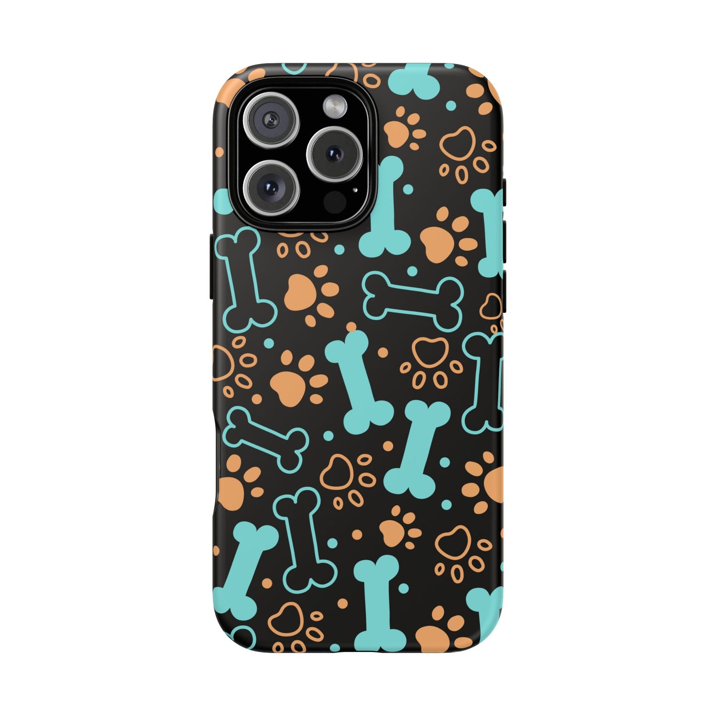 Pet Lovers Tough Phone Case - Colorful Bones & Paw Prints Design