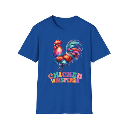 Colorful Chicken Whisperer Unisex Softstyle T-Shirt for Animal Lovers