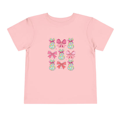 Cute Bunny & Bow Toddler Short Sleeve Tee - Perfect for Easter & Spring Celebrations