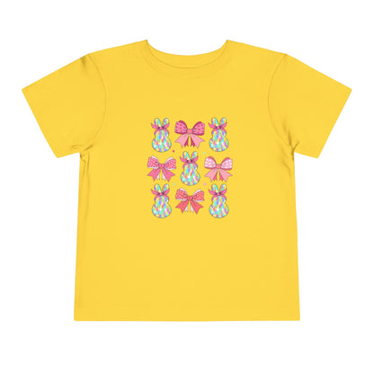 Cute Bunny & Bow Toddler Short Sleeve Tee - Perfect for Easter & Spring Celebrations