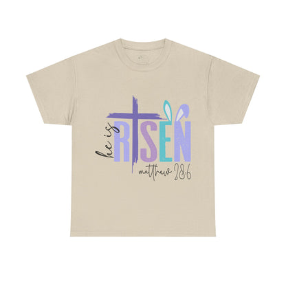 He is Risen Unisex Heavy Cotton Tee - Inspirational Easter Shirt