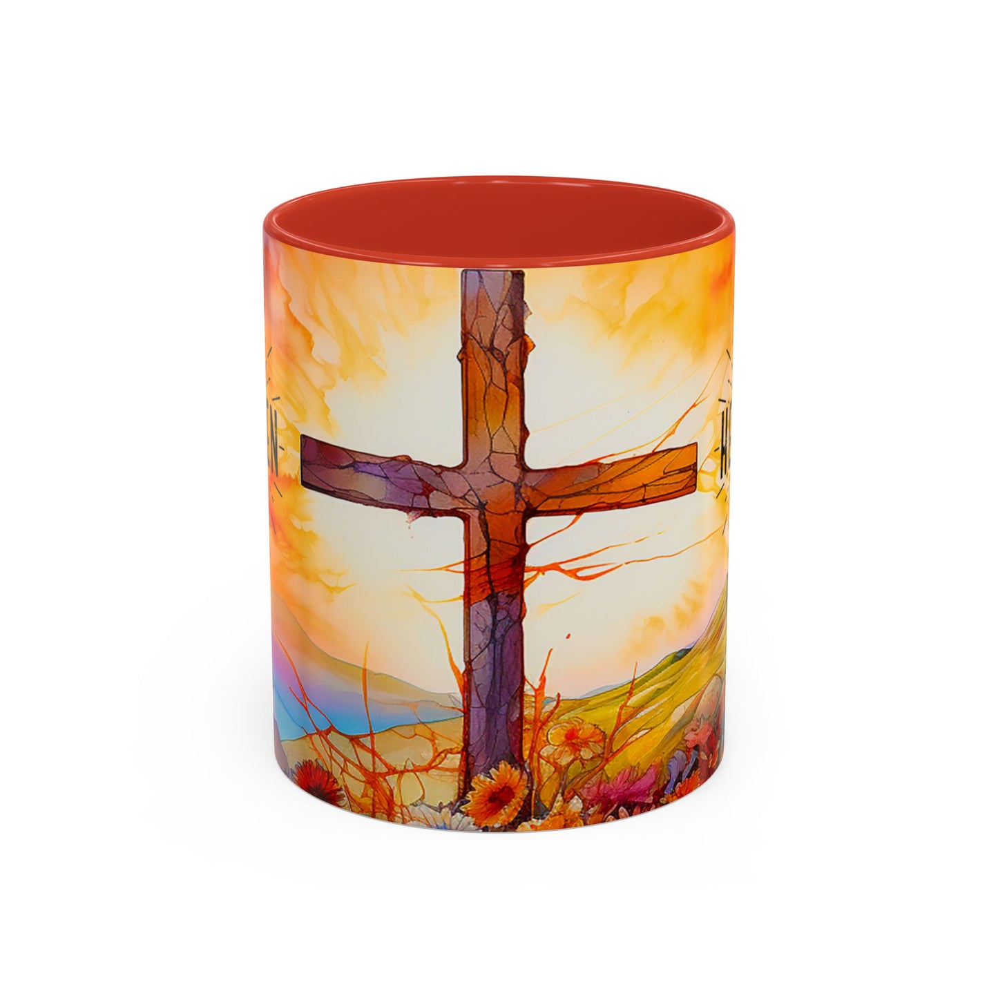 Inspirational Ceramic Mug - "He Is Risen" Design - Perfect for Easter & Faith Celebrations