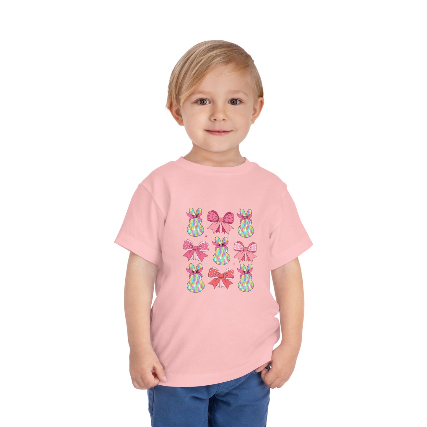 Cute Bunny & Bow Toddler Short Sleeve Tee - Perfect for Easter & Spring Celebrations