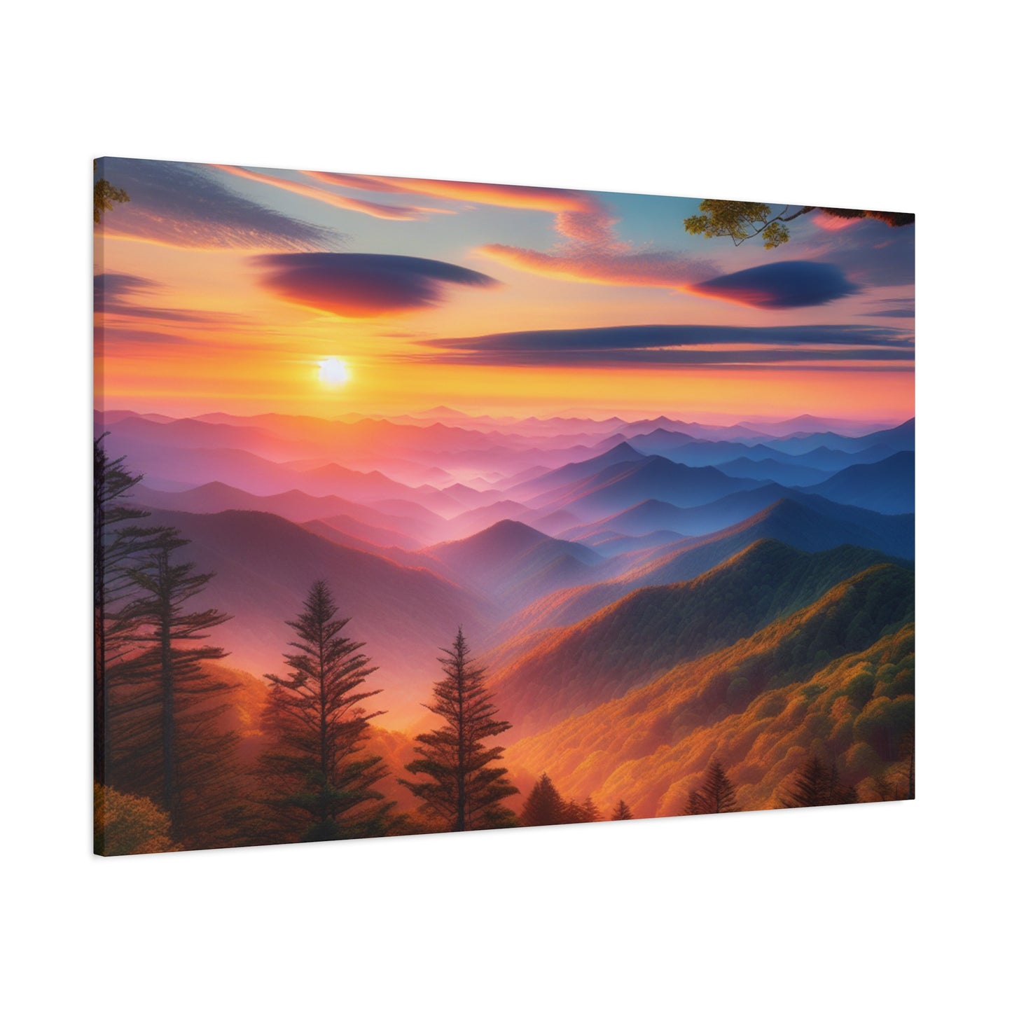 Sunset Mountain Landscape Canvas Wall Art – Stretched Decor for Nature Lovers