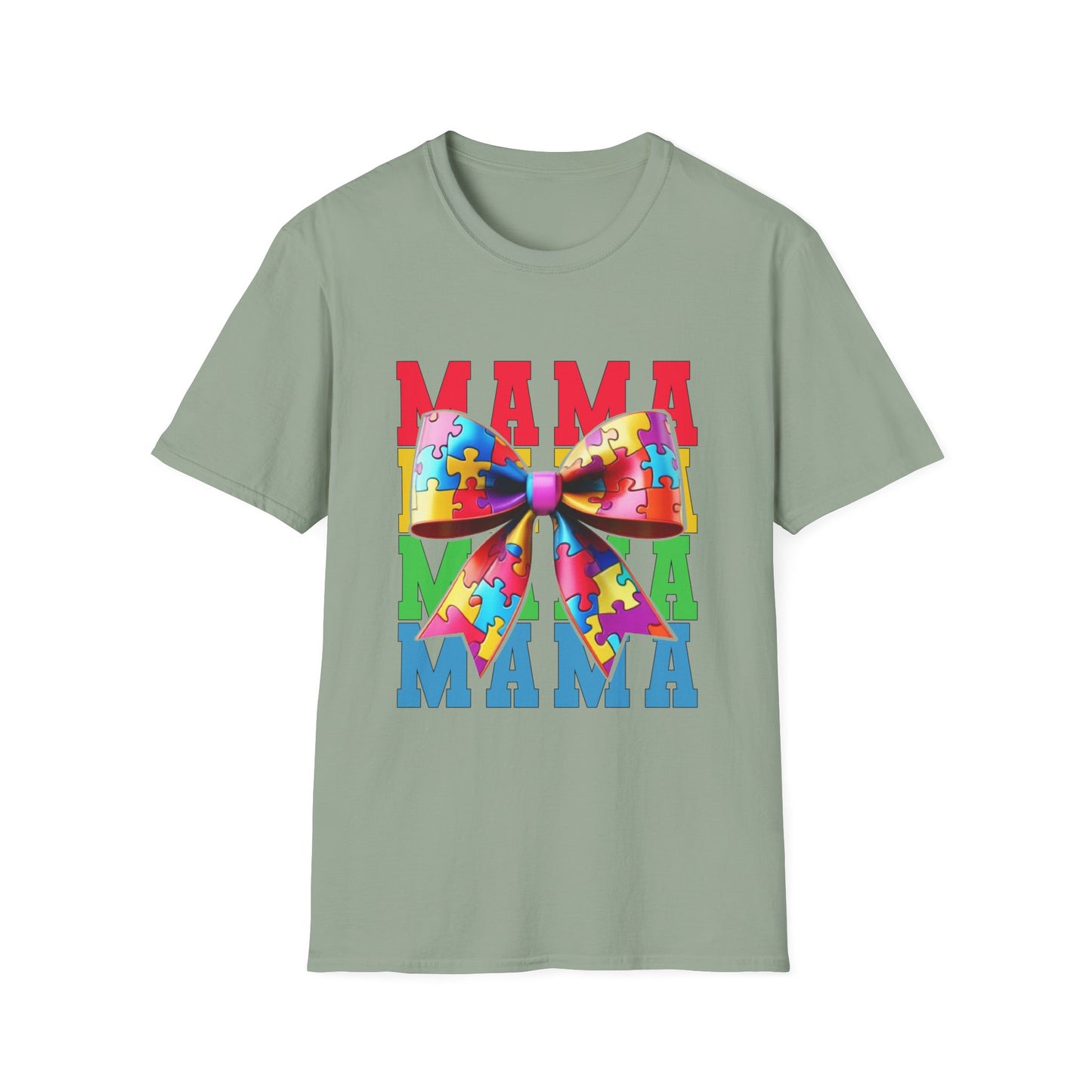 Colorful Mama Puzzle Bow Unisex T-Shirt - Perfect for Mother's Day & Family Celebrations