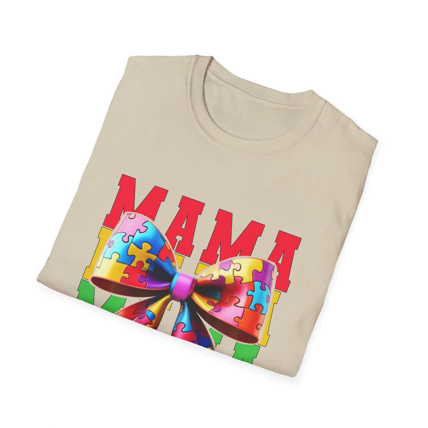 Colorful Mama Puzzle Bow Unisex T-Shirt - Perfect for Mother's Day & Family Celebrations