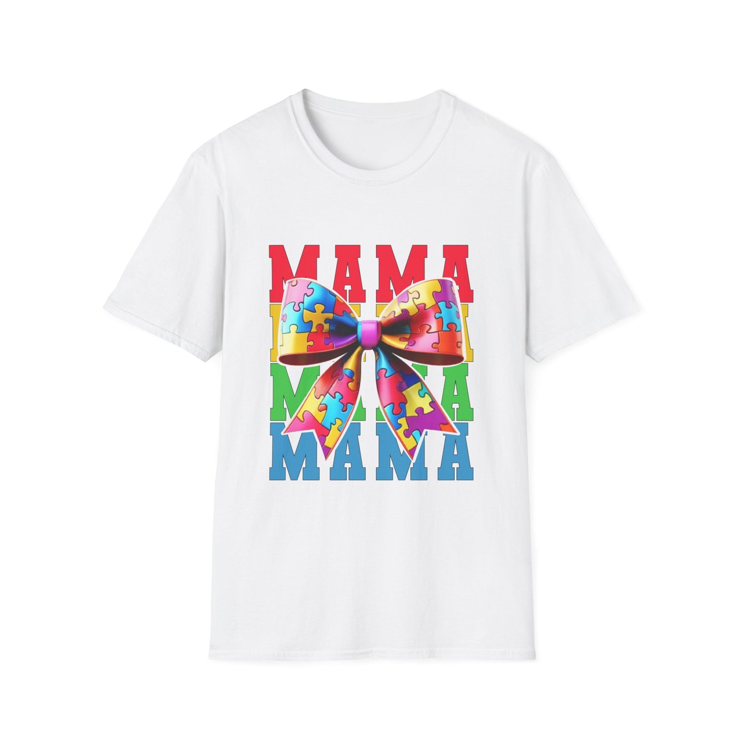 Colorful Mama Puzzle Bow Unisex T-Shirt - Perfect for Mother's Day & Family Celebrations