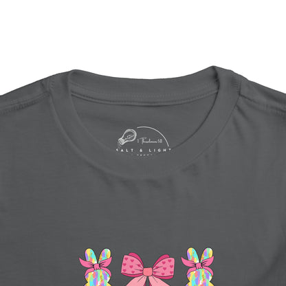 Cute Bunny & Bow Toddler Short Sleeve Tee - Perfect for Easter & Spring Celebrations