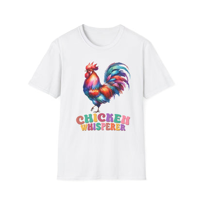 Colorful Chicken Whisperer Unisex Softstyle T-Shirt for Animal Lovers