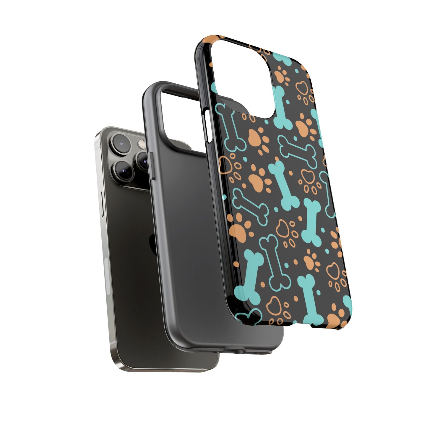 Pet Lovers Tough Phone Case - Colorful Bones & Paw Prints Design