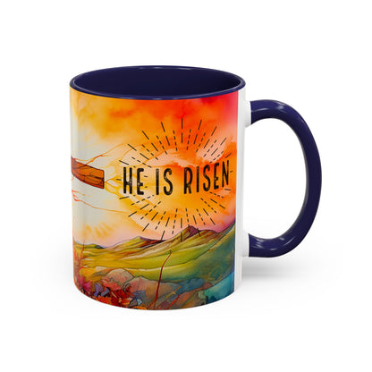 Inspirational Ceramic Mug - "He Is Risen" Design - Perfect for Easter & Faith Celebrations