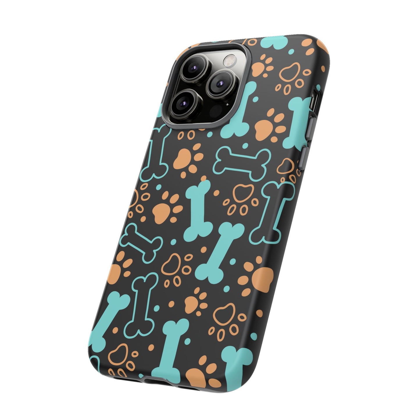 Pet Lovers Tough Phone Case - Colorful Bones & Paw Prints Design