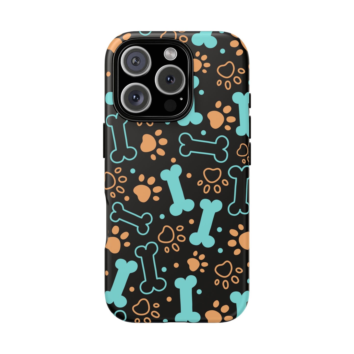 Pet Lovers Tough Phone Case - Colorful Bones & Paw Prints Design