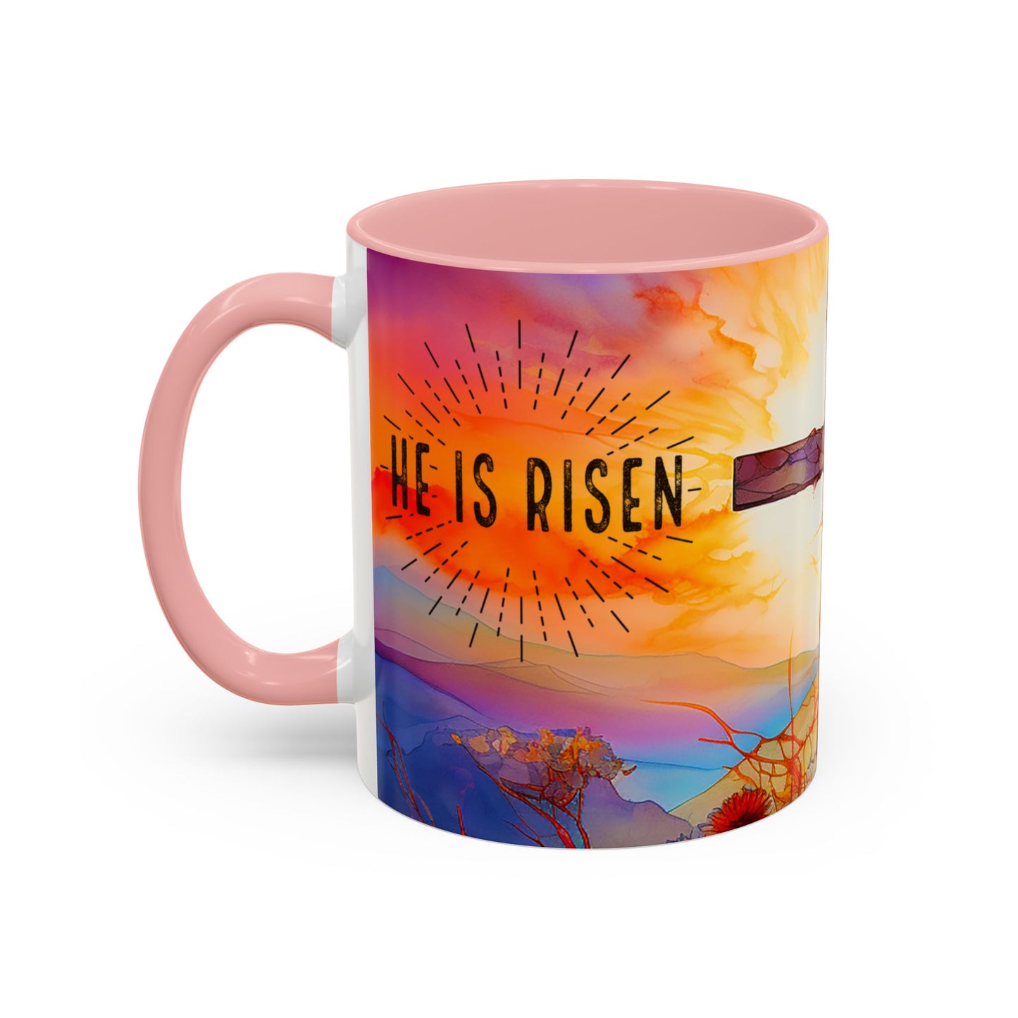 Inspirational Ceramic Mug - "He Is Risen" Design - Perfect for Easter & Faith Celebrations