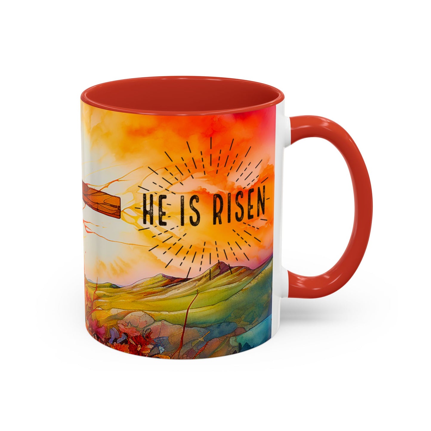 Inspirational Ceramic Mug - "He Is Risen" Design - Perfect for Easter & Faith Celebrations