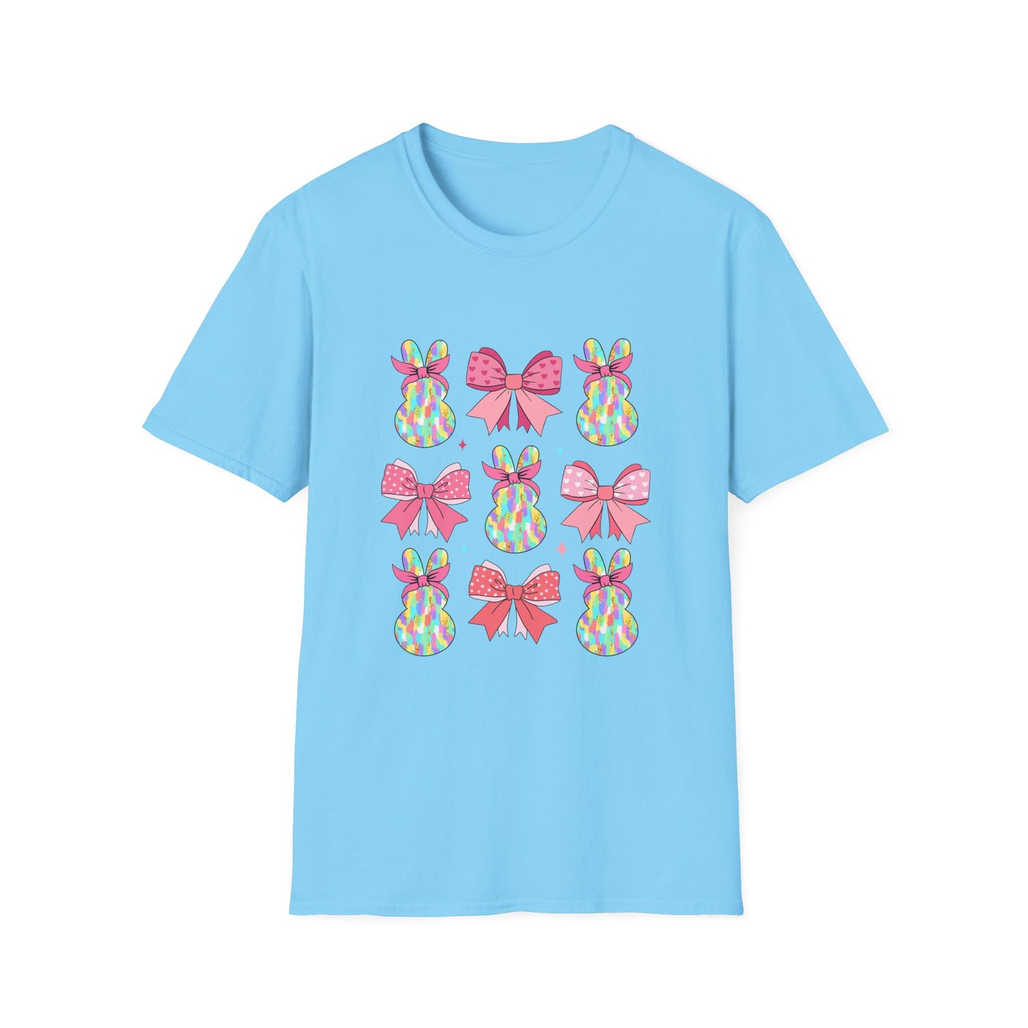 Cute Bunny & Bow Unisex Softstyle T-Shirt - Perfect for Easter and Spring Celebrations!