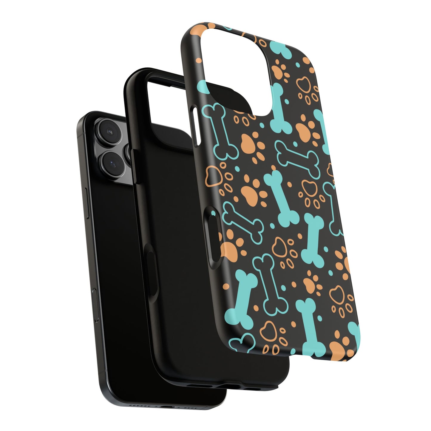 Pet Lovers Tough Phone Case - Colorful Bones & Paw Prints Design