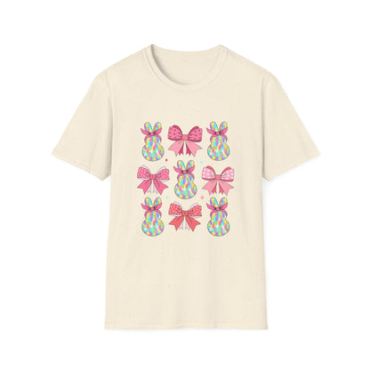 Cute Bunny & Bow Unisex Softstyle T-Shirt - Perfect for Easter and Spring Celebrations!