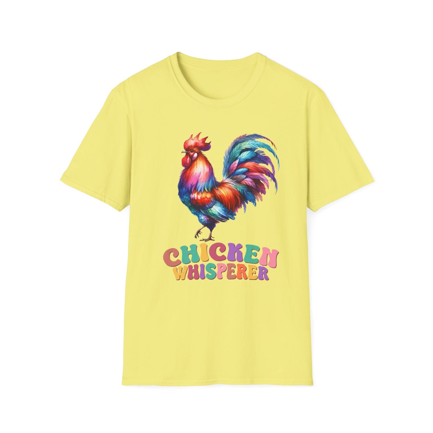 Colorful Chicken Whisperer Unisex Softstyle T-Shirt for Animal Lovers