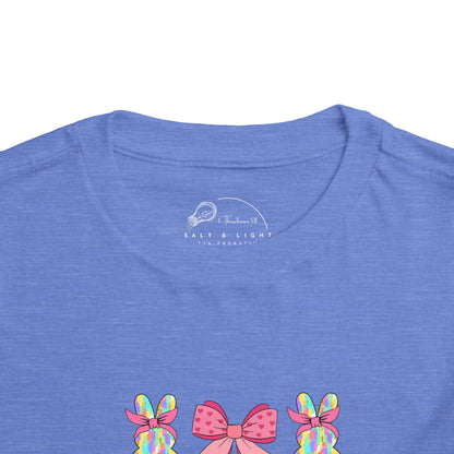 Cute Bunny & Bow Toddler Short Sleeve Tee - Perfect for Easter & Spring Celebrations