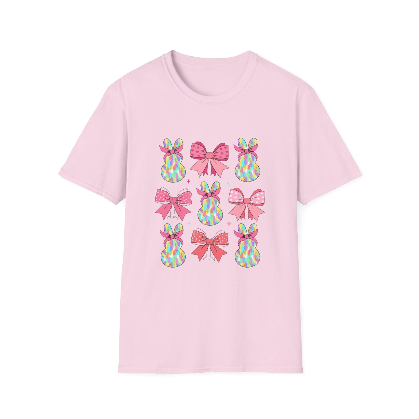 Cute Bunny & Bow Unisex Softstyle T-Shirt - Perfect for Easter and Spring Celebrations!