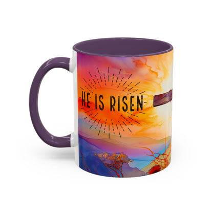 Inspirational Ceramic Mug - "He Is Risen" Design - Perfect for Easter & Faith Celebrations