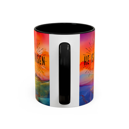 Inspirational Ceramic Mug - "He Is Risen" Design - Perfect for Easter & Faith Celebrations