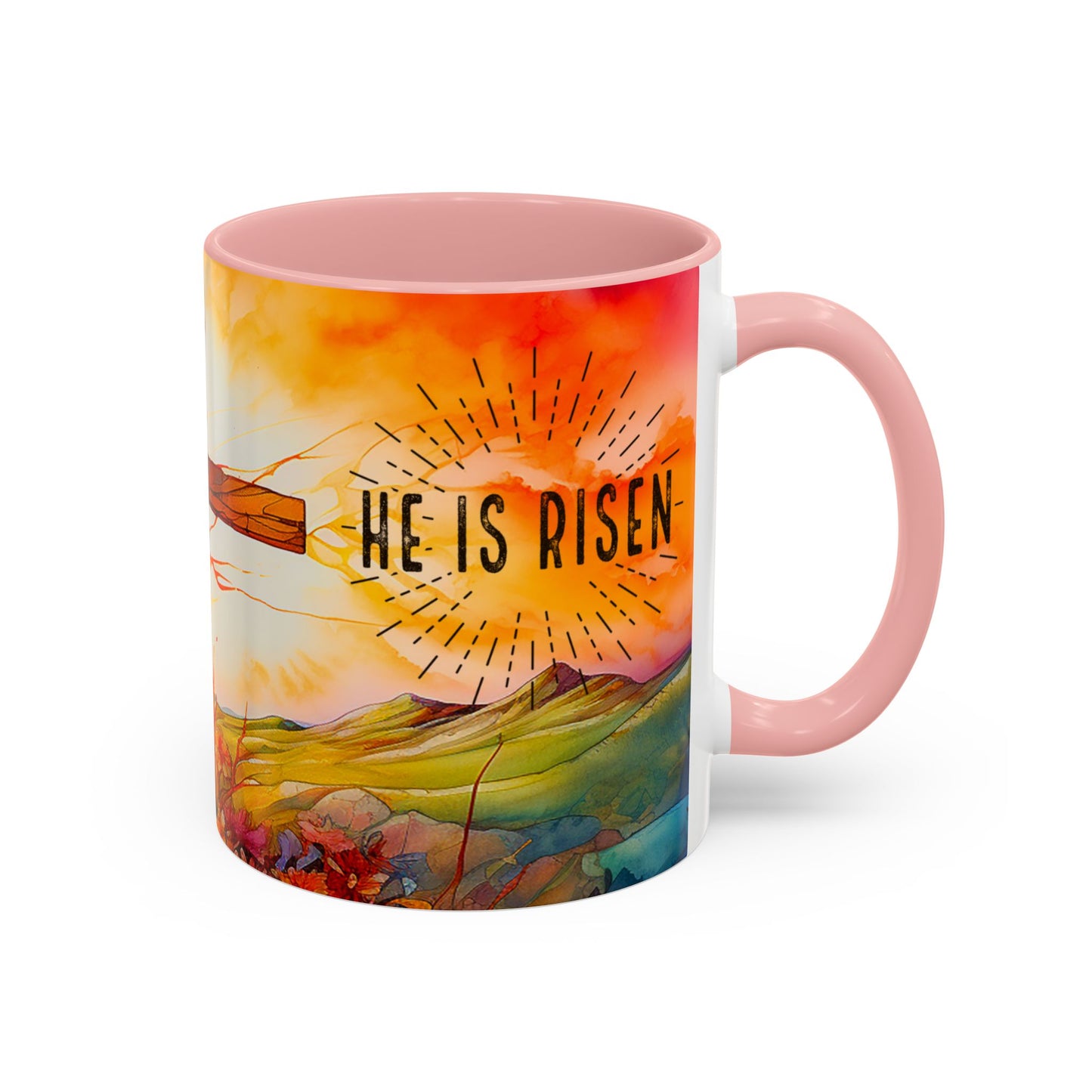 Inspirational Ceramic Mug - "He Is Risen" Design - Perfect for Easter & Faith Celebrations