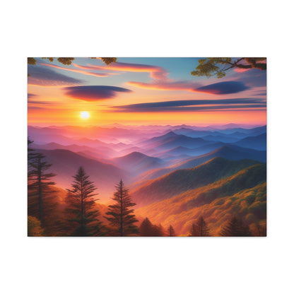 Sunset Mountain Landscape Canvas Wall Art – Stretched Decor for Nature Lovers