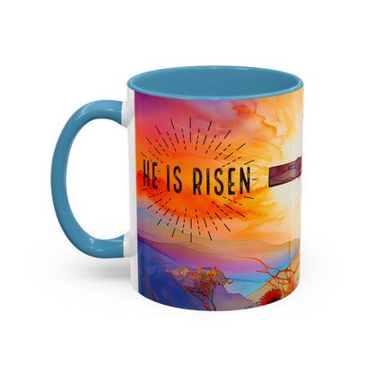 Inspirational Ceramic Mug - "He Is Risen" Design - Perfect for Easter & Faith Celebrations