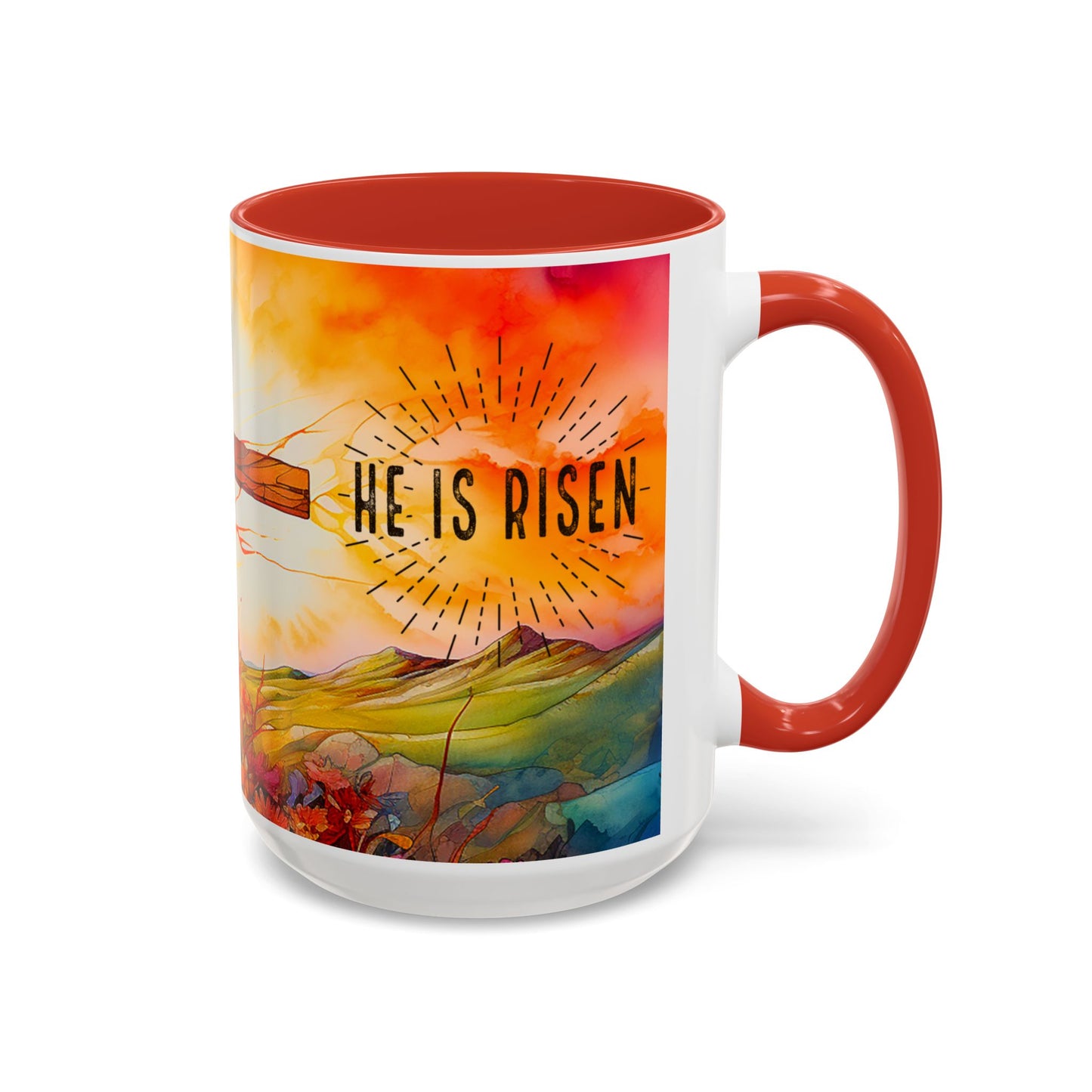 Inspirational Ceramic Mug - "He Is Risen" Design - Perfect for Easter & Faith Celebrations