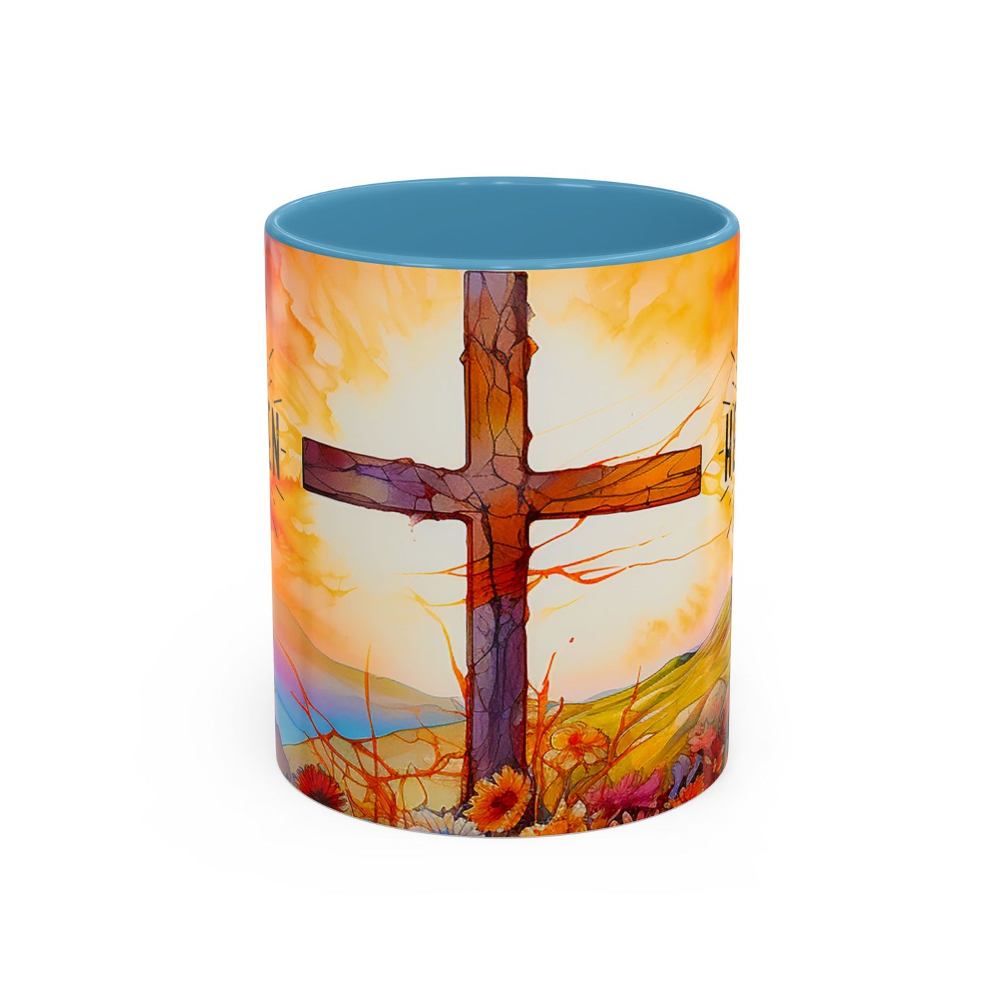 Inspirational Ceramic Mug - "He Is Risen" Design - Perfect for Easter & Faith Celebrations