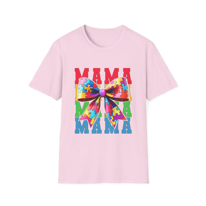 Colorful Mama Puzzle Bow Unisex T-Shirt - Perfect for Mother's Day & Family Celebrations