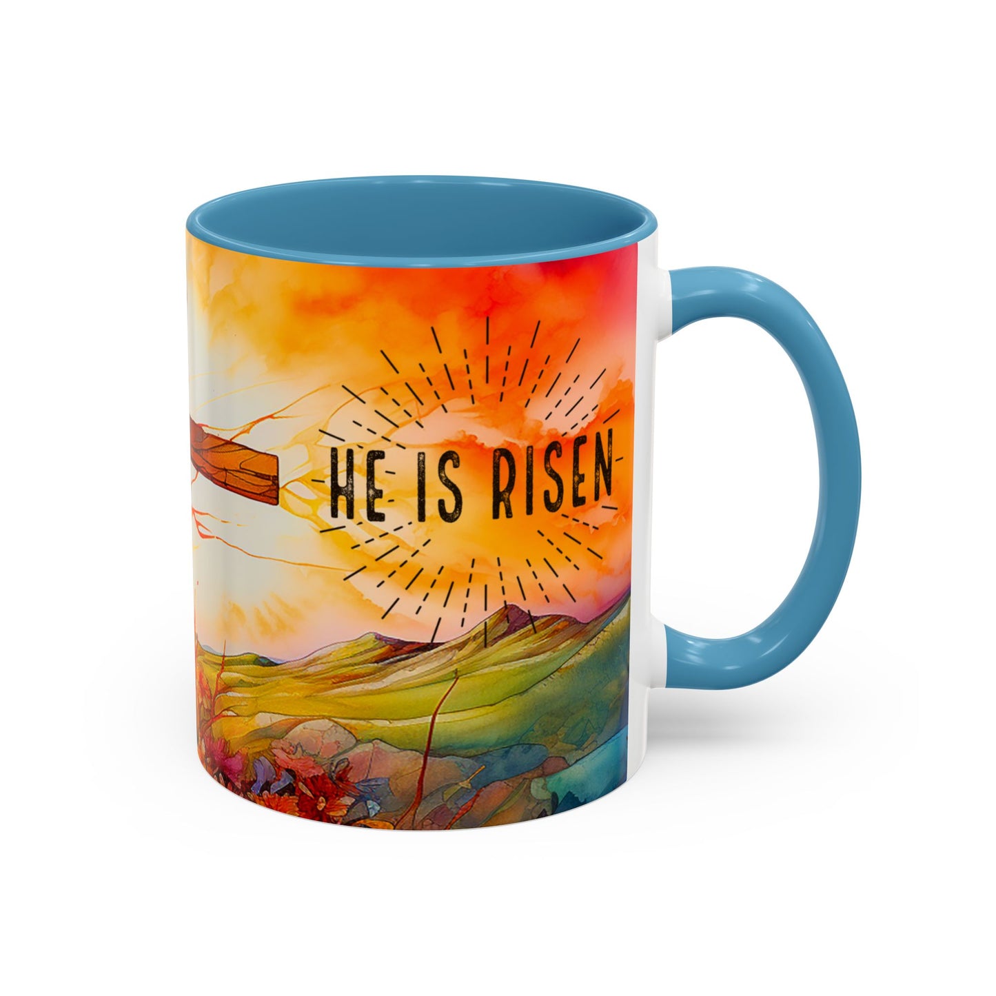 Inspirational Ceramic Mug - "He Is Risen" Design - Perfect for Easter & Faith Celebrations