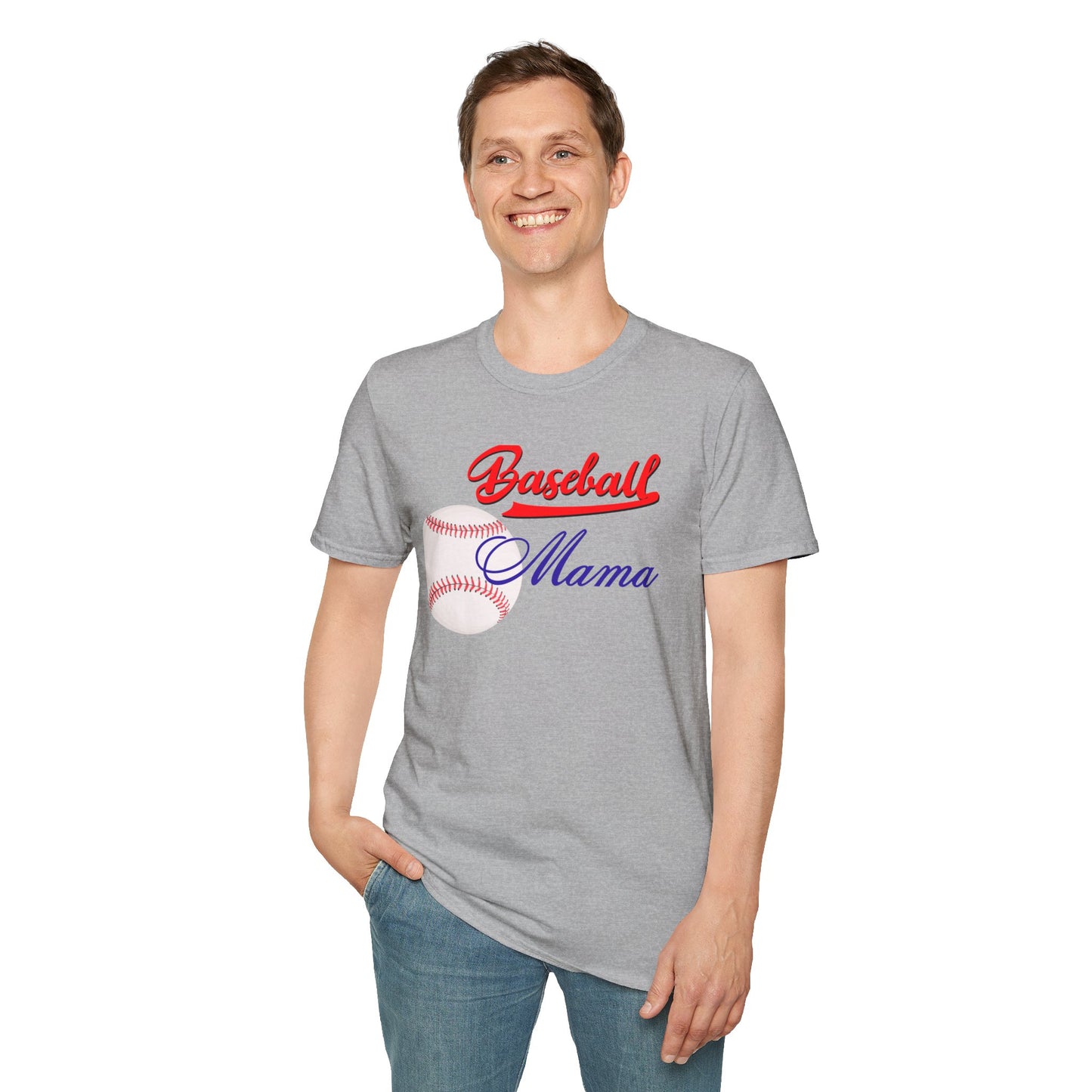 Baseball Mama Unisex Softstyle T-Shirt - Perfect Gift for Sports Moms!