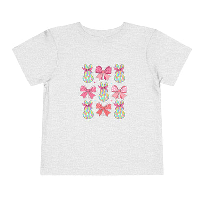 Cute Bunny & Bow Toddler Short Sleeve Tee - Perfect for Easter & Spring Celebrations