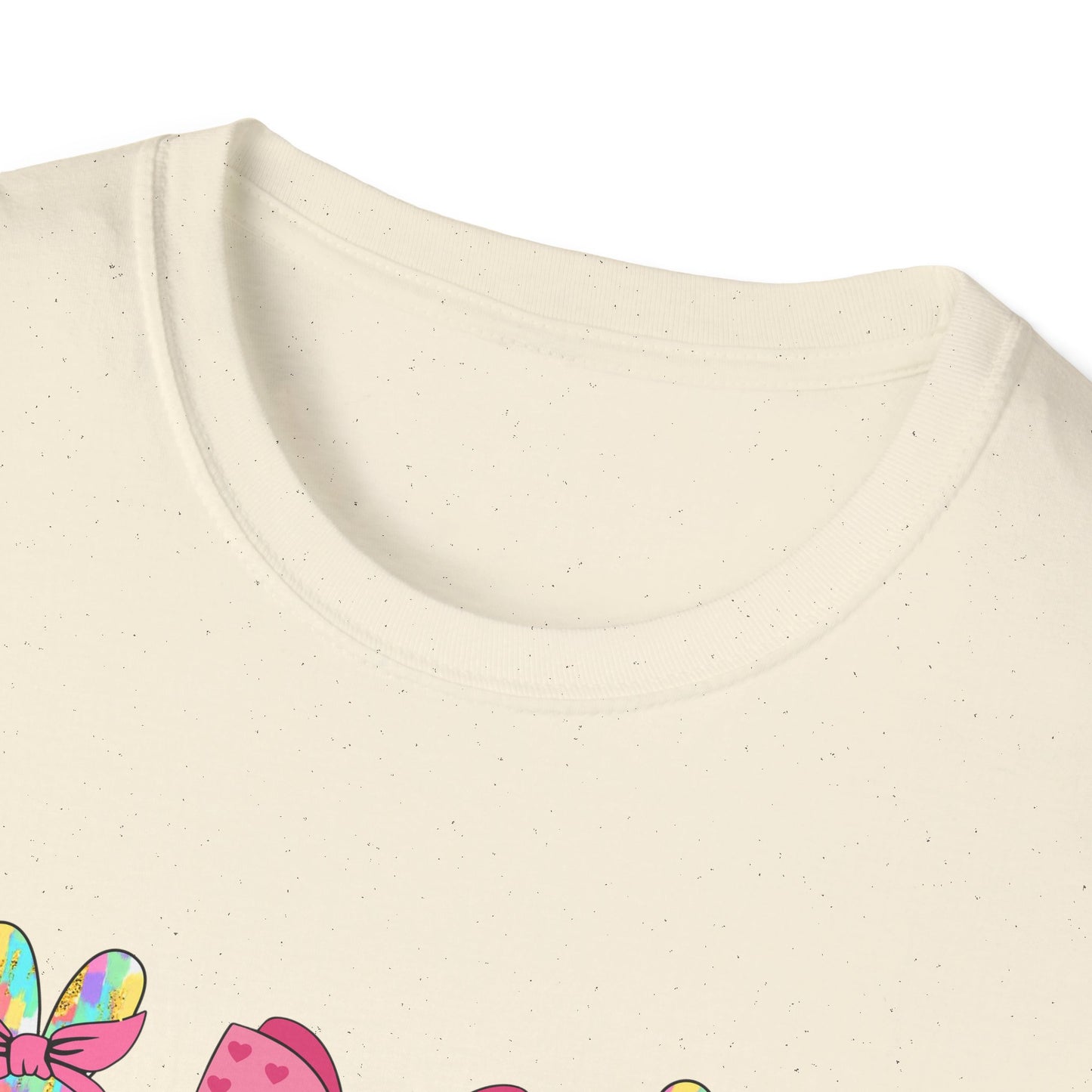 Cute Bunny & Bow Unisex Softstyle T-Shirt - Perfect for Easter and Spring Celebrations!