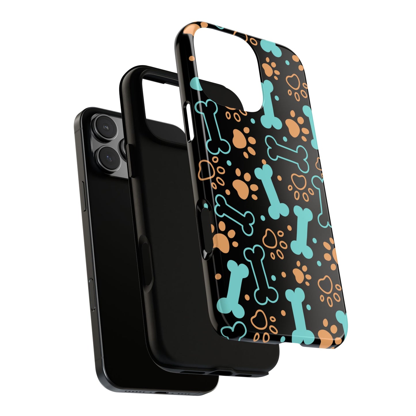 Pet Lovers Tough Phone Case - Colorful Bones & Paw Prints Design