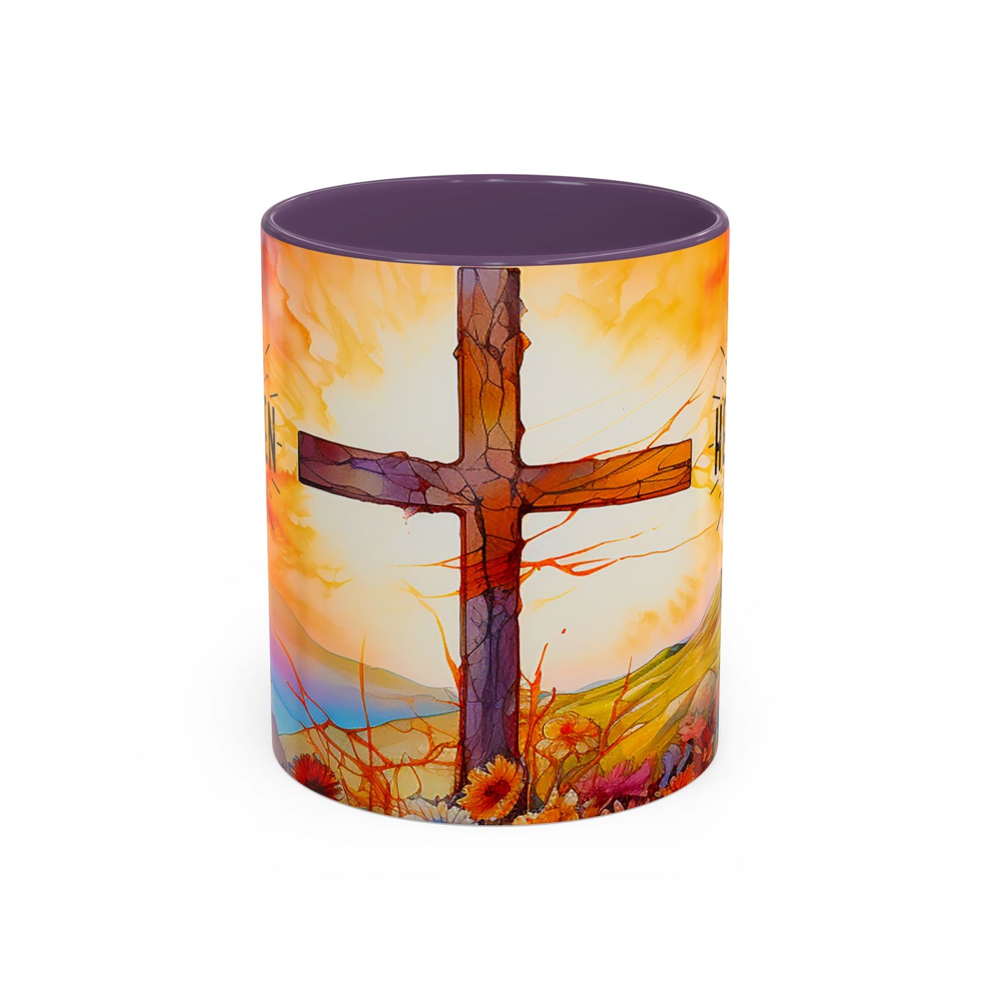 Inspirational Ceramic Mug - "He Is Risen" Design - Perfect for Easter & Faith Celebrations