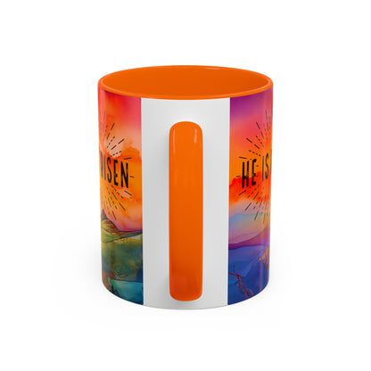 Inspirational Ceramic Mug - "He Is Risen" Design - Perfect for Easter & Faith Celebrations