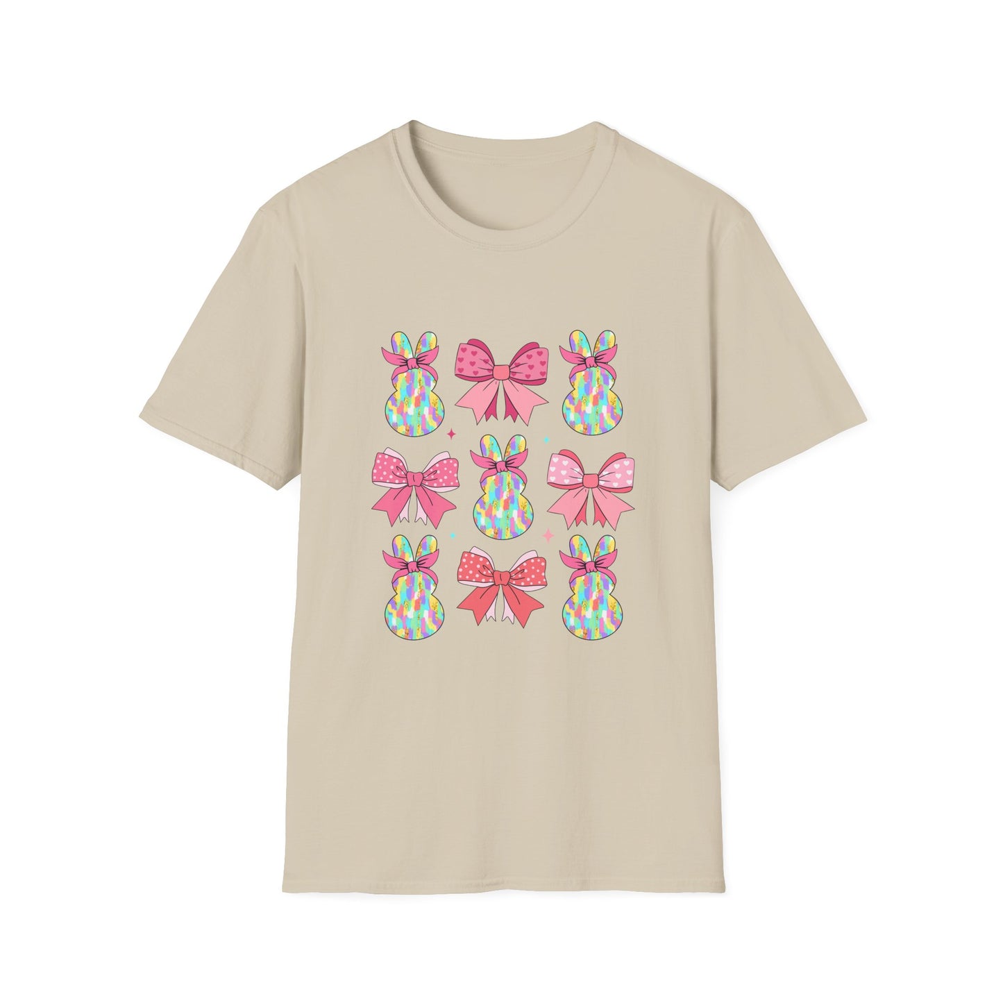 Cute Bunny & Bow Unisex Softstyle T-Shirt - Perfect for Easter and Spring Celebrations!