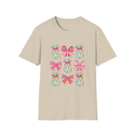 Cute Bunny & Bow Unisex Softstyle T-Shirt - Perfect for Easter and Spring Celebrations!