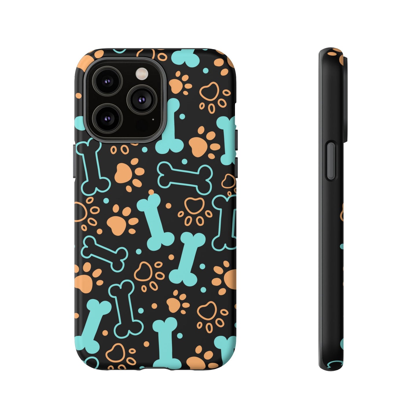 Pet Lovers Tough Phone Case - Colorful Bones & Paw Prints Design